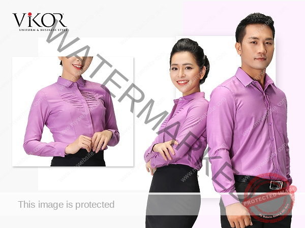 Sơ mi tím kết hợp với quần âu đen nổi bật nhân viên công sở Tp HCM