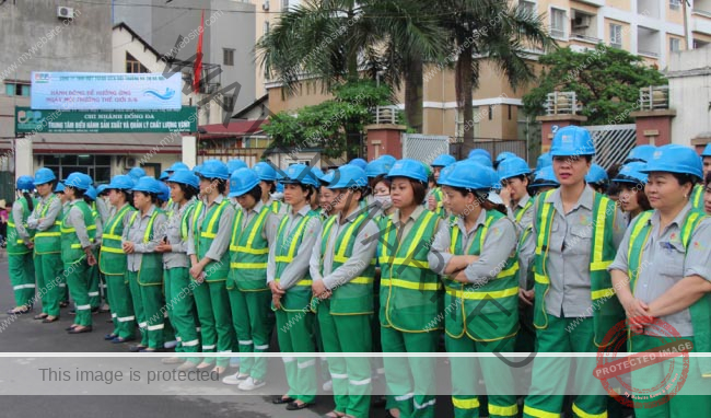 Đồng phục công nhân vệ sinh môi trường với quần áo phản quang